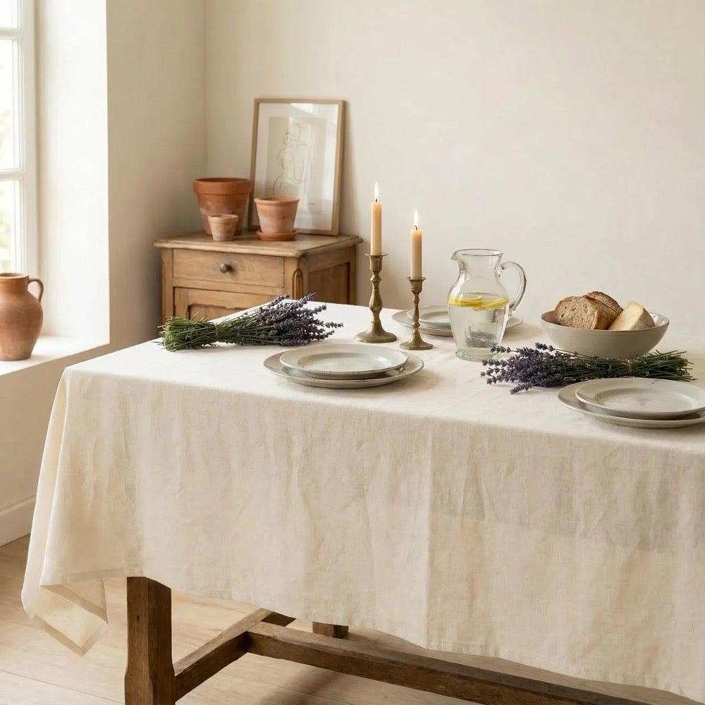 Cotton Linen Tablecloth Rectangle, Custom Tablecloth Stonewashed, Extra Long Tablecloth Vintage, Housewarming Gift For Her