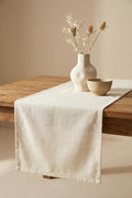 Cotton Linen Table Runner, Cream Table Runner Custom, Extra Long Table Runner Vintage