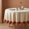 Colored Ruffled Round Tablecloth, Cotton Linen Ruffle Tablecloth, Custom Round Table Cloth